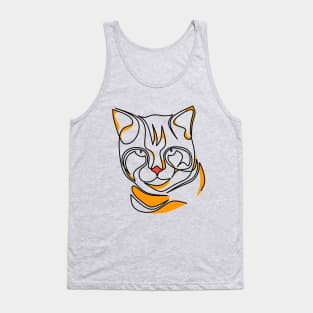 One line Orange cat Tank Top